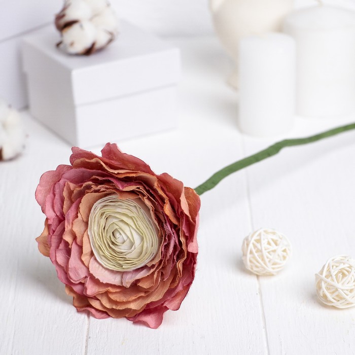 Искусственный цветок "Большой лютик" ярко-розовый 45 см