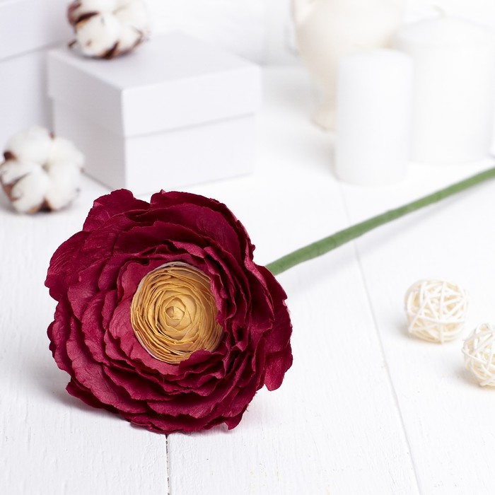 Искусственный цветок "Большой лютик" красный 45 см