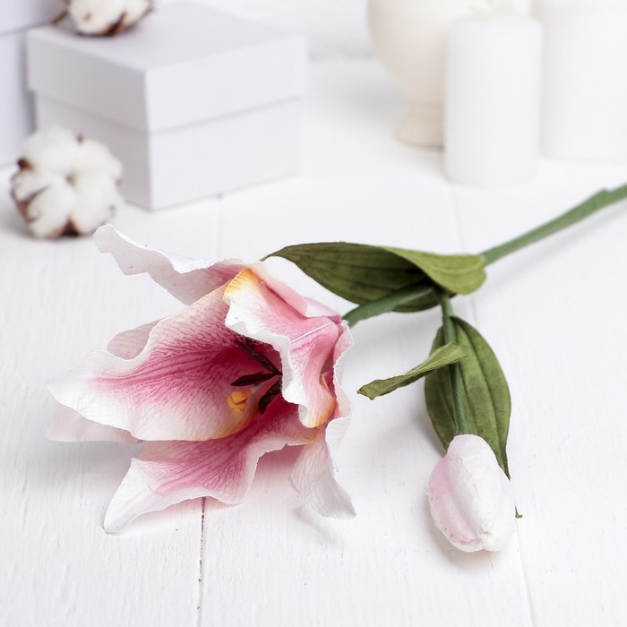 Искусственный цветок "Лилия" розовая 48 см