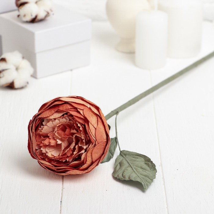 Искусственный цветок "Круглый пион" оранжевый 40 см