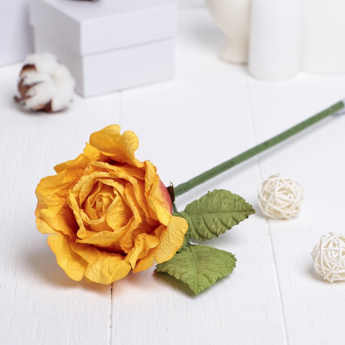 Искусственный цветок "Роза Леди" жёлто-красный 44 см