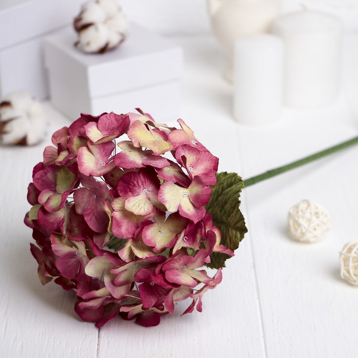 Искусственный цветок "Гортензия" жёлто-розовая 45 см