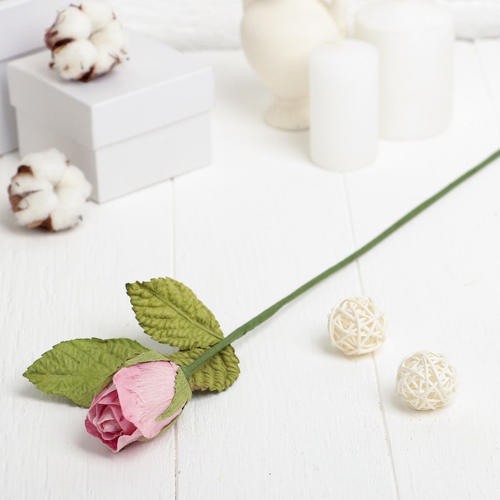 Искусственный цветок "Роза" розовая 40 см