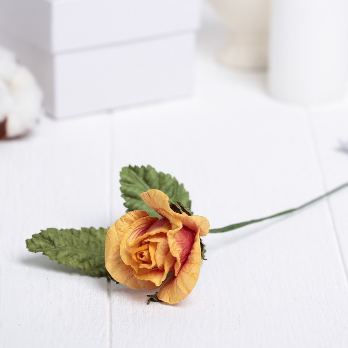 Искусственный цветок "Мини роза" жёлто-красная 32 см