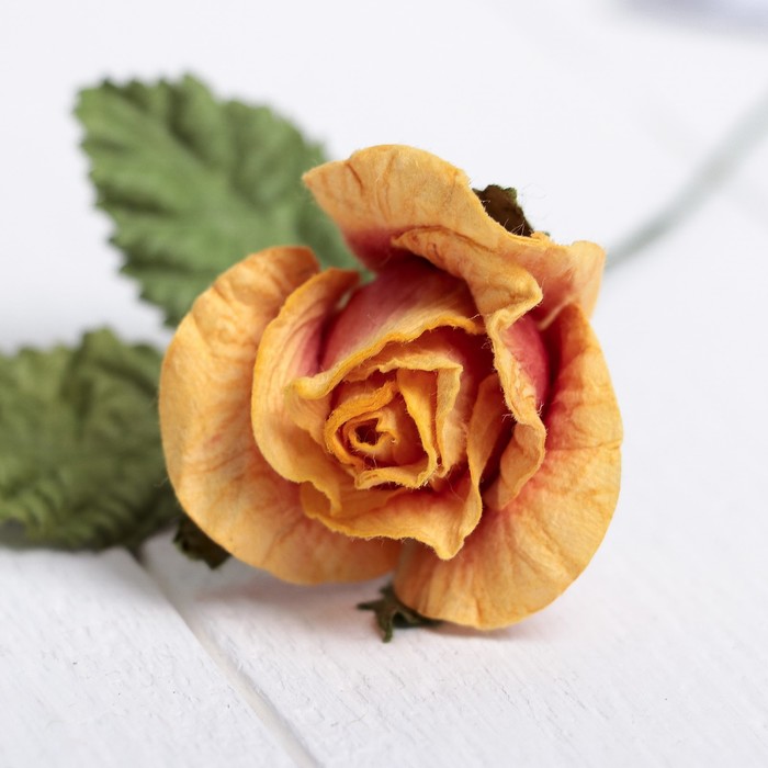 Искусственный цветок "Мини роза" жёлто-красная 32 см