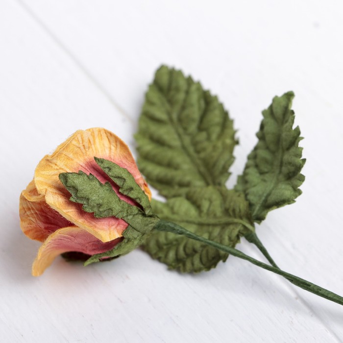 Искусственный цветок "Мини роза" жёлто-красная 32 см