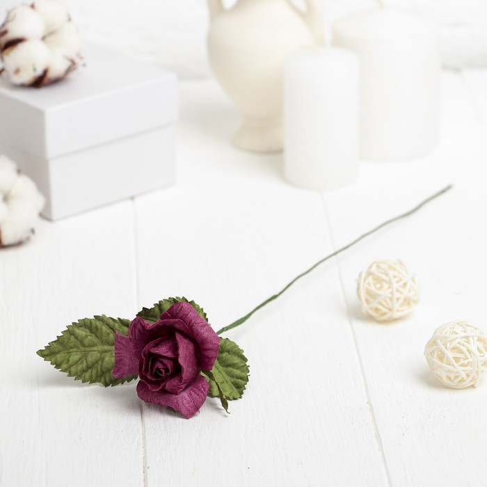 Искусственный цветок "Мини роза" бордовая 32 см