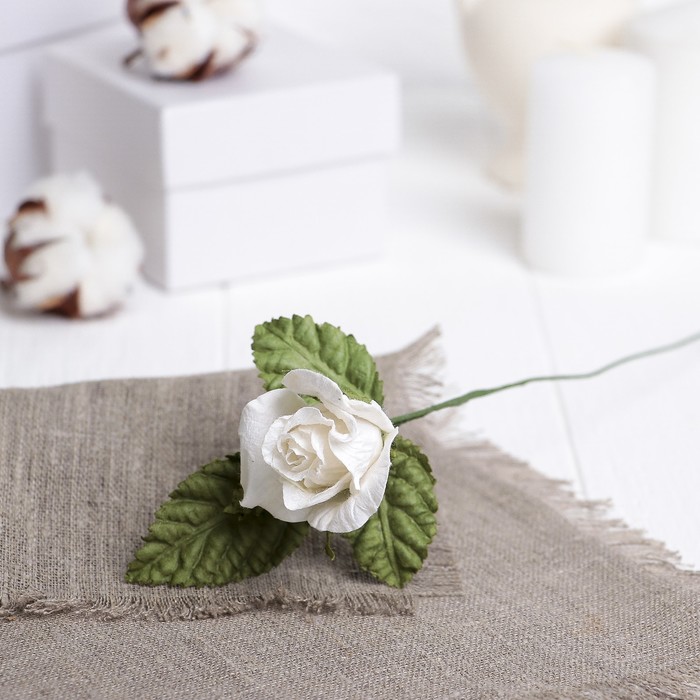 Искусственный цветок "Мини роза" белая 32 см