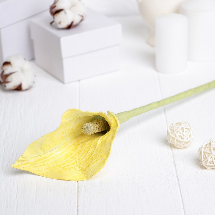 Искусственный цветок "Калла" жёлтый 46 см