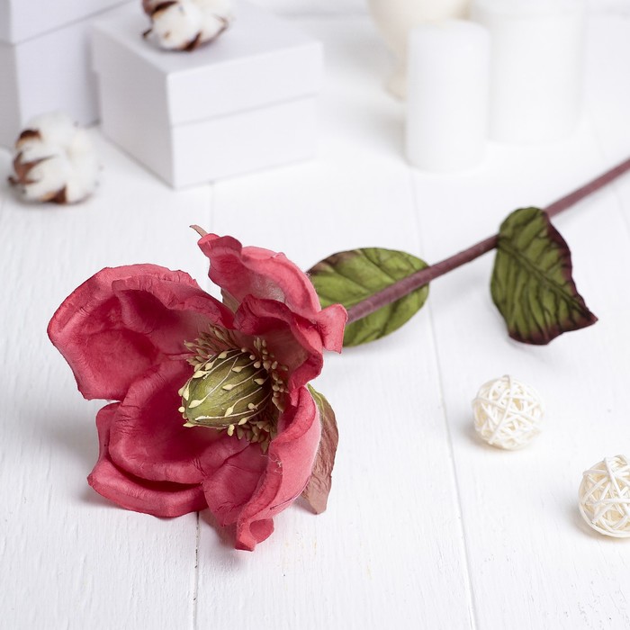 Искусственный цветок "Магнолия" красная 70 см