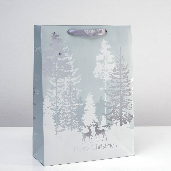 Пакет подарочный "Зимний лес", 31 х 12 х 42 см