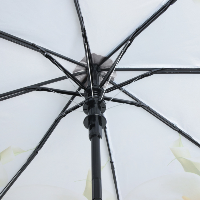 Зонт полуавтоматический "Каллы", R=49см, цвет белый/голубой