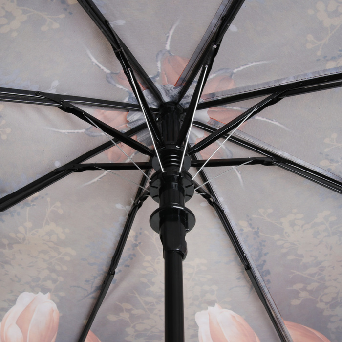 Зонт полуавтоматический "Цветущий луг", R=49см, цвет серый/оранжевый