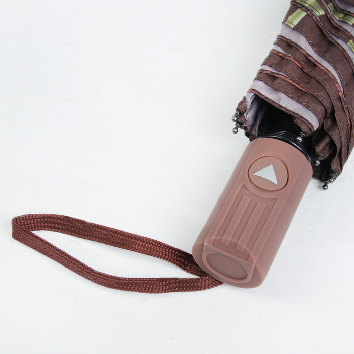 Зонт полуавтоматический "Нежные розы", R=49см, цвет коричневый/персиковый