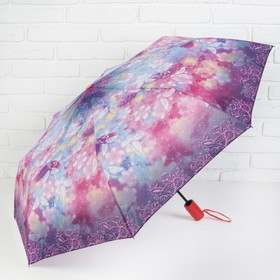 Зонт полуавтоматический «Волшебство», 3 сложения, 8 спиц, R = 49 см, цвет фиолетовый Ош
