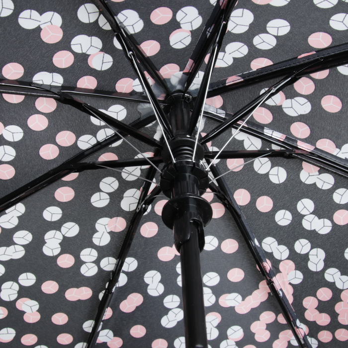 Зонт полуавтоматический "Конфетти", R=49см, цвет чёрный/розовый