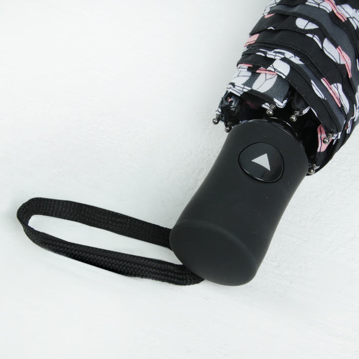 Зонт полуавтоматический "Конфетти", R=49см, цвет чёрный/розовый