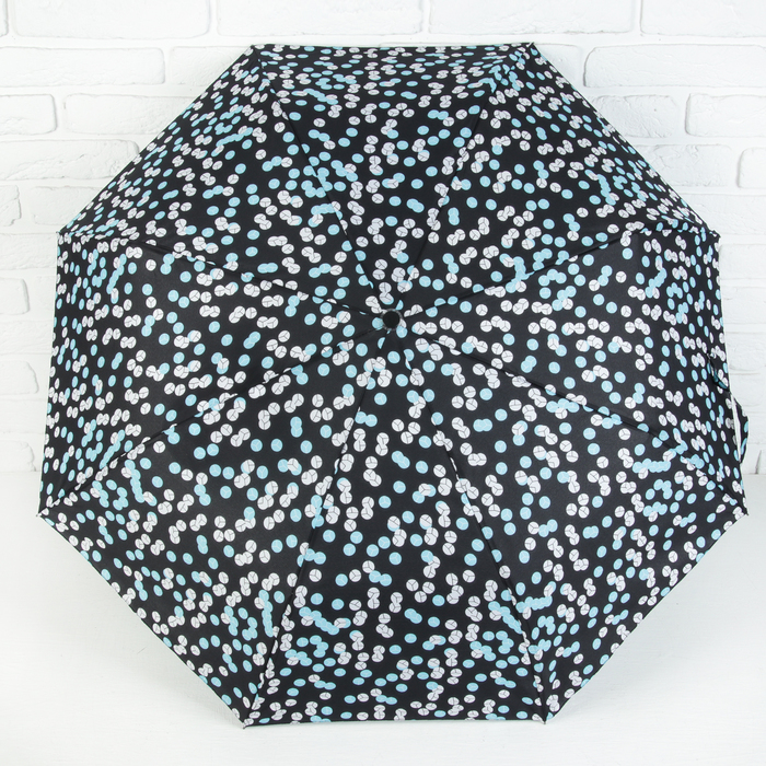 Зонт полуавтоматический "Конфетти", R=49см, цвет чёрный/ментоловый
