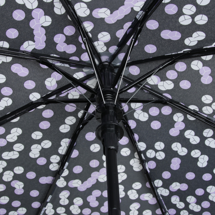 Зонт полуавтоматический "Конфетти", R=49см, цвет чёрный/сиреневый