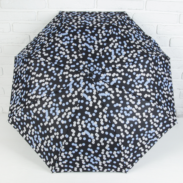 Зонт полуавтоматический "Конфетти", R=49см, цвет чёрный/голубой