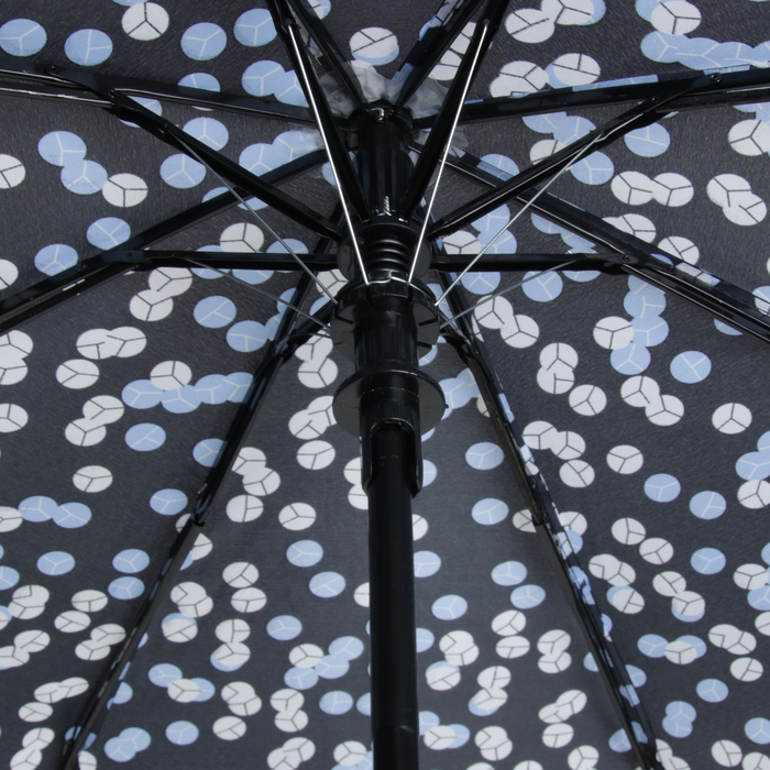 Зонт полуавтоматический "Конфетти", R=49см, цвет чёрный/голубой
