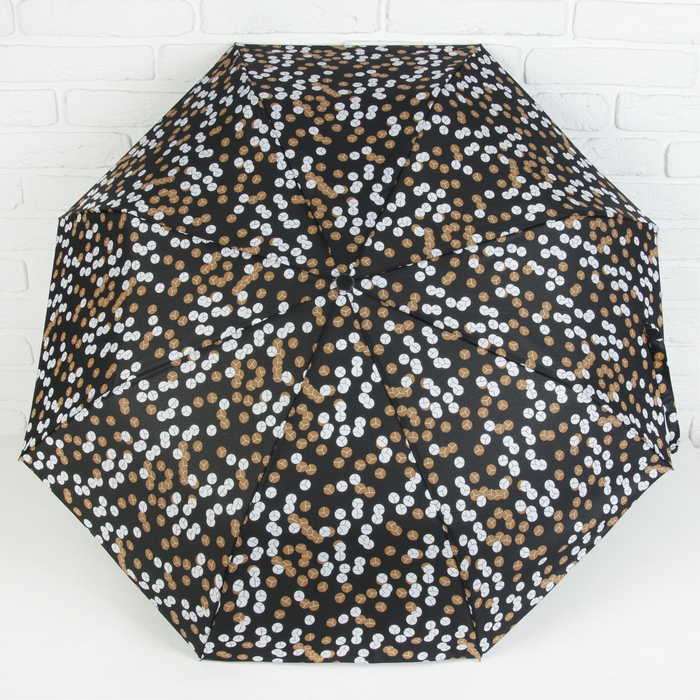 Зонт полуавтоматический "Конфетти", R=49см, цвет чёрный/коричневый