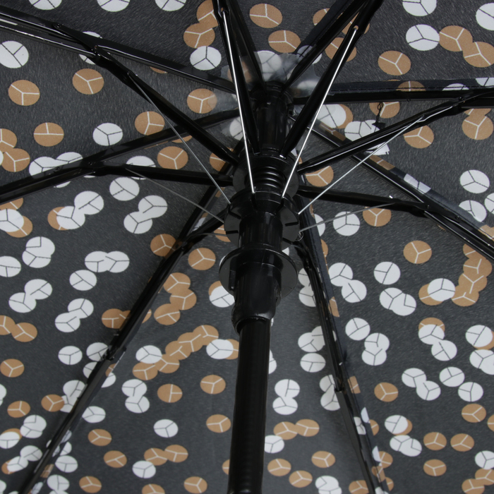 Зонт полуавтоматический "Конфетти", R=49см, цвет чёрный/коричневый