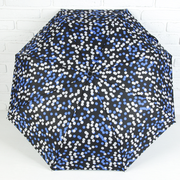 Зонт полуавтоматический "Конфетти", R=49см, цвет чёрный/синий