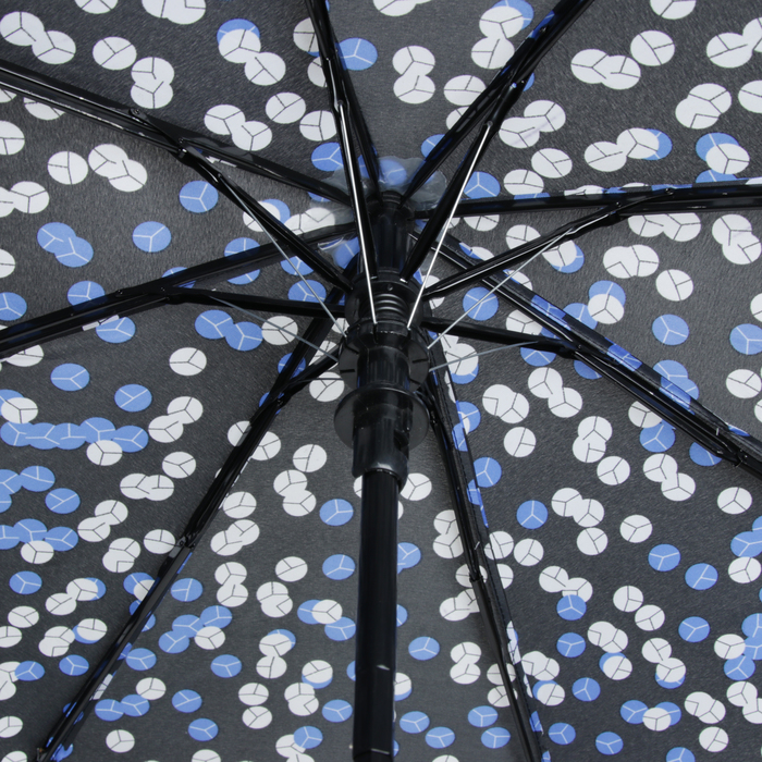 Зонт полуавтоматический "Конфетти", R=49см, цвет чёрный/синий