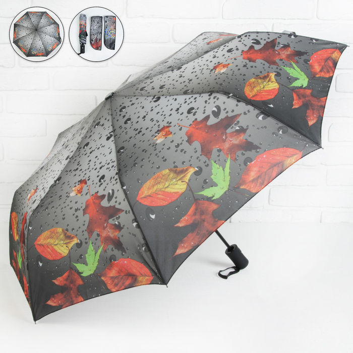 Зонт полуавтоматический "Дождь в саду", R=49см, цвет МИКС