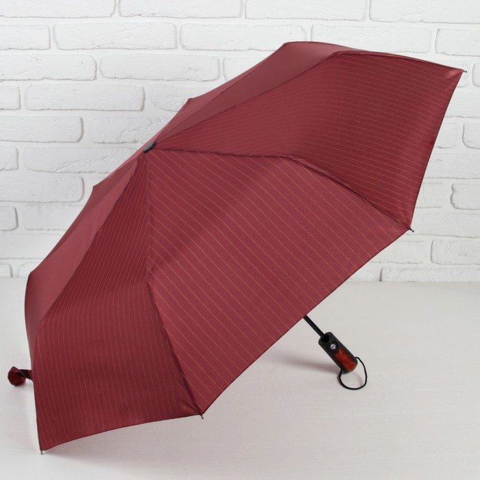 Зонт автоматический "Полоска", R=50см, цвет бордовый