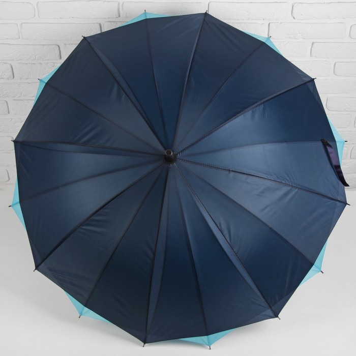 Зонт-трость "Однотонный", полуавтоматический, двухслойный, R=54см, цвет синий/голубой