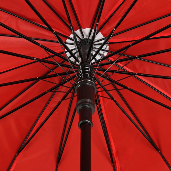 Зонт-трость "Однотонный", полуавтоматический, двухслойный, R=54см, цвет чёрный/красный