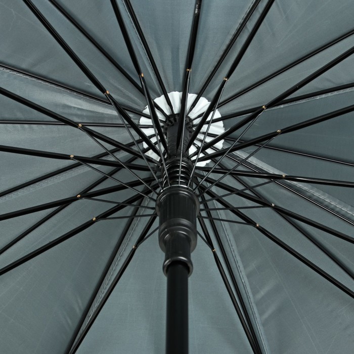 Зонт-трость "Однотонный", полуавтоматический, двухслойный, R=54см, цвет чёрный/серый