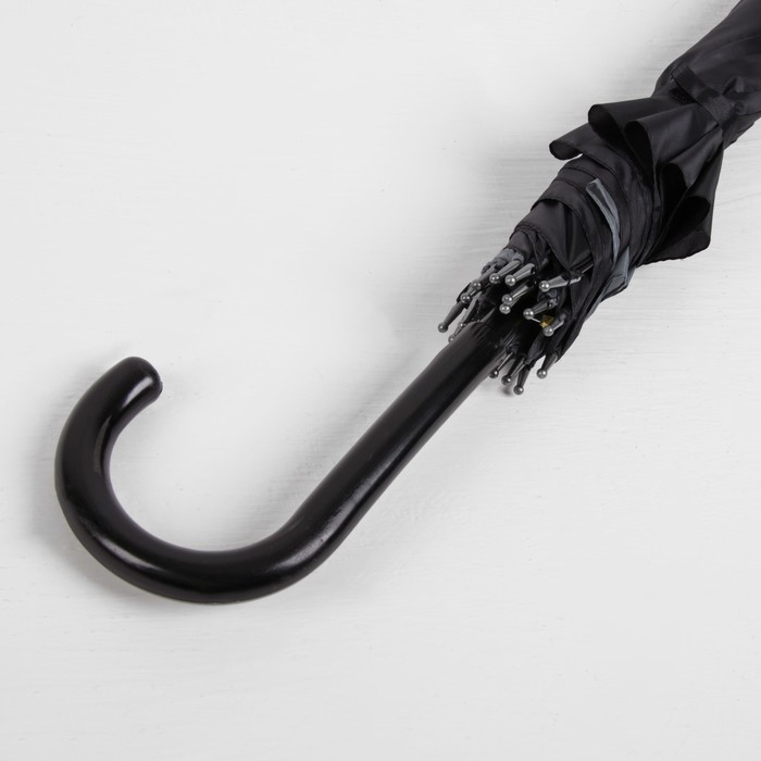 Зонт-трость "Однотонный", полуавтоматический, двухслойный, R=54см, цвет чёрный/серый