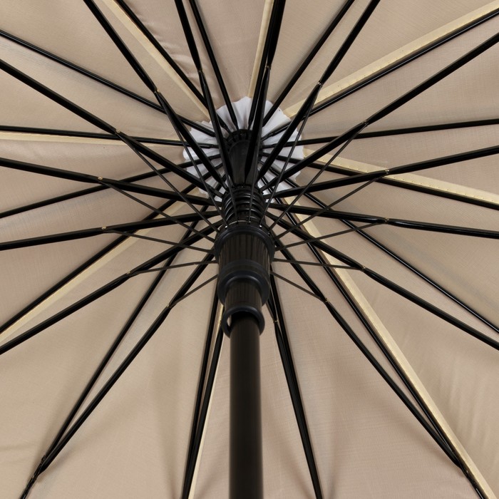 Зонт-трость "Однотонный", полуавтоматический, двухслойный, R=54см, цвет коричневый/молочный