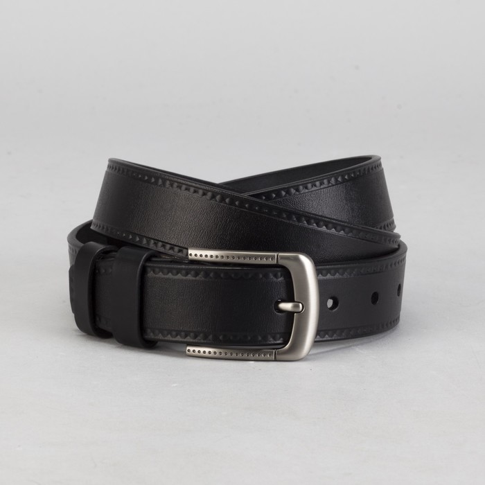 Ремень мужской, винт, пряжка под тёмный металл, ширина - 3,5 см, цвет чёрный