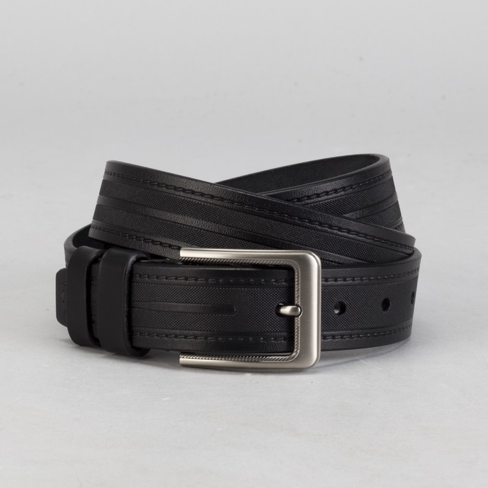 Ремень мужской, винт, пряжка под тёмный металл, ширина - 3,5 см, цвет чёрный