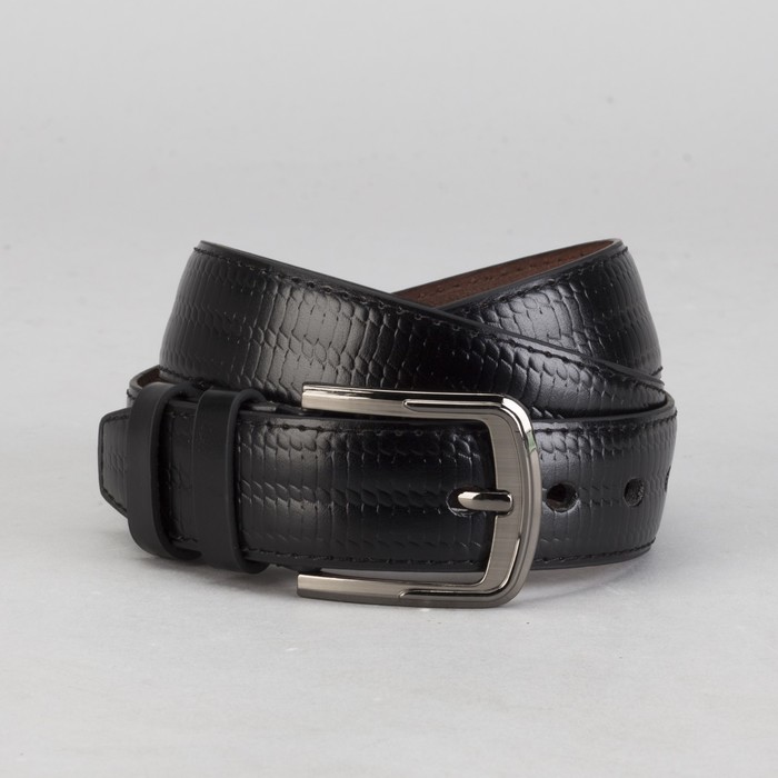 Ремень мужской, винт, пряжка под тёмный металл, ширина - 4 см, цвет чёрный