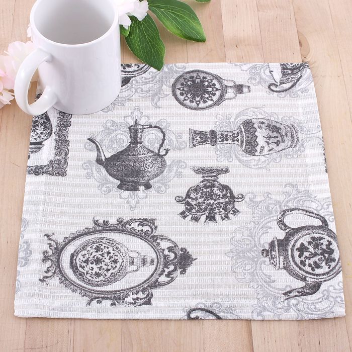 Набор салфеток "Доляна" Диковинная утварь 27х27см-4 шт,100% хл, вафельное полотно 162г/м2