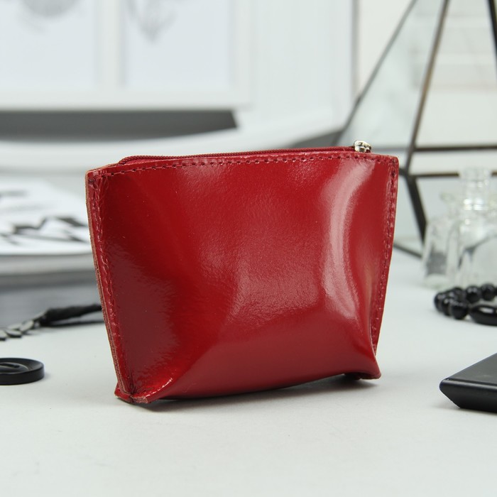 Косметичка простая, отдел на молнии, шик, цвет красный