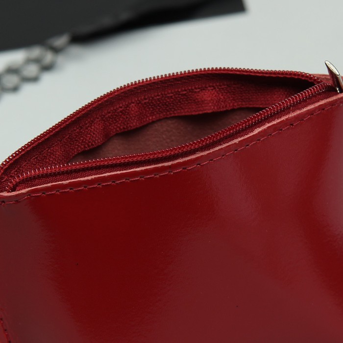 Косметичка простая, отдел на молнии, шик, цвет красный