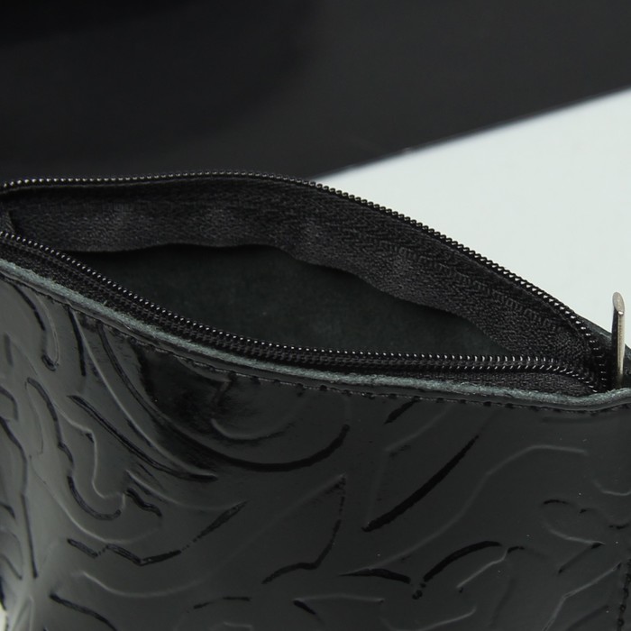 Косметичка простая, отдел на молнии, пионы/шик, цвет чёрный