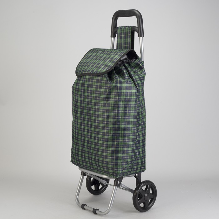 Сумка хозяйственная на тележке, отдел на клапане, нагрузка до 30 кг, цвет зелёный