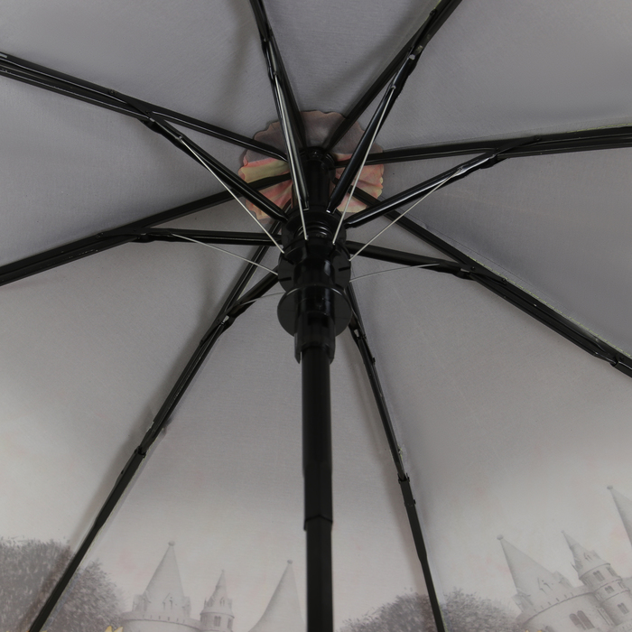 Зонт полуавтоматический "Осенняя поляна", R=49см, цвет оранжевый/серый