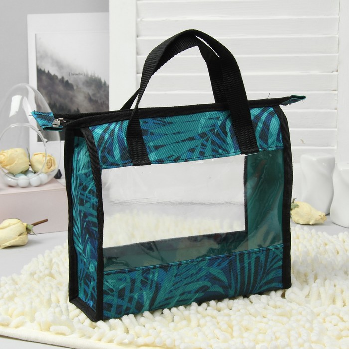 Косметичка банная "Фитнес", отдел на молнии, принт папоротник