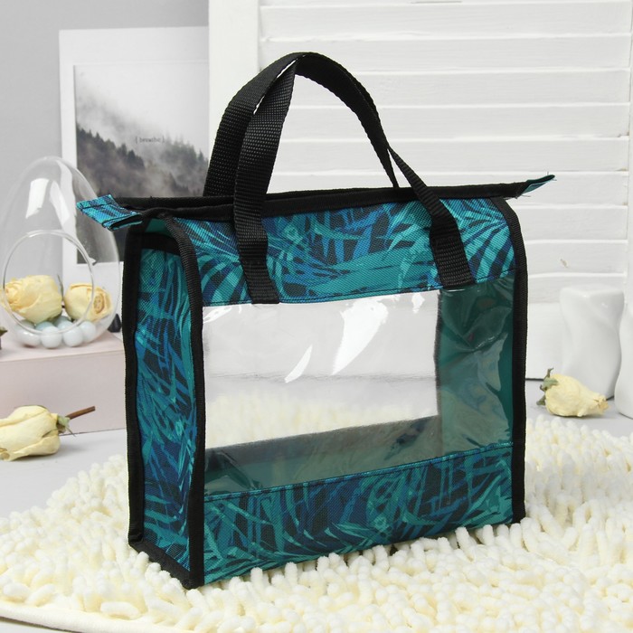 Косметичка банная "Фитнес", отдел на молнии, принт папоротник