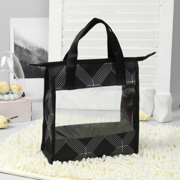 Косметичка банная "Фитнес", отдел на молнии, принт чёрный/ромбы