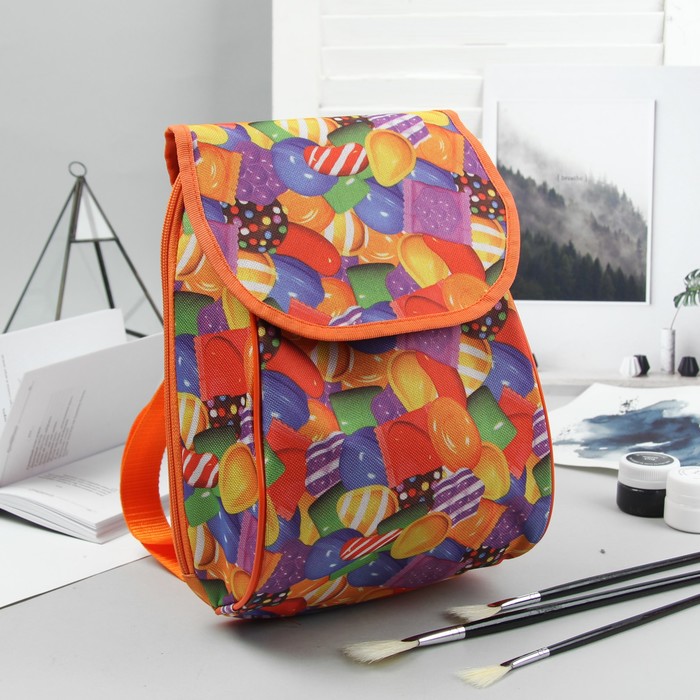 Рюкзак детский "Конфеты", отдел на клапане, цвет жёлтый