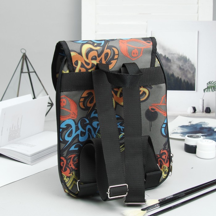 Рюкзак детский "Граффити", отдел на клапане, цвет серый